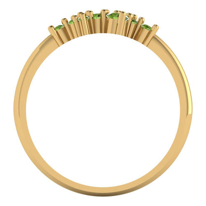 0.17 cttw Natural Peridot Round Cut Yellow Gold Eternity Wedding Band