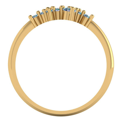 0.17 cttw Blue Moissanite Round Cut Yellow Gold Eternity Wedding Band