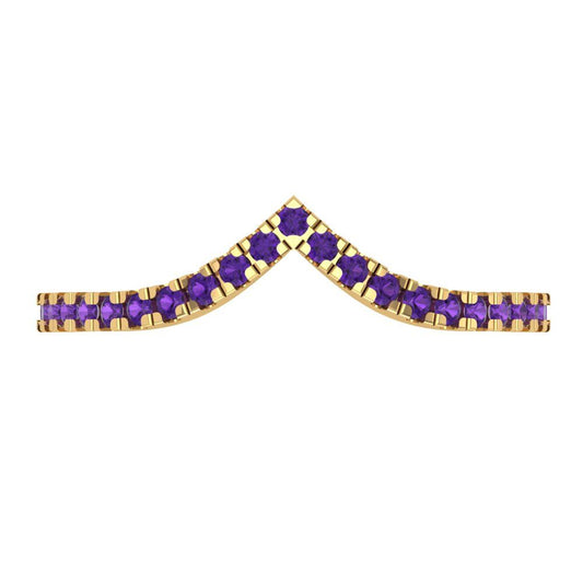 0.1725 cttw Natural Amethyst Round Cut Yellow Gold Eternity Wedding Band