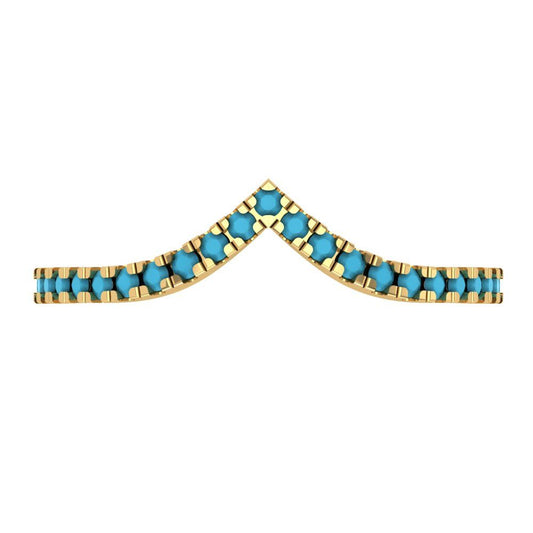 0.1725 cttw Simulated Turquoise Round Cut Yellow Gold Eternity Wedding Band