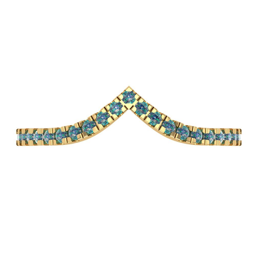 0.1725 cttw Blue Moissanite Round Cut Yellow Gold Eternity Wedding Band