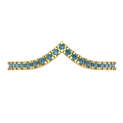 0.1725 cttw Blue Moissanite Round Cut Yellow Gold Eternity Wedding Band