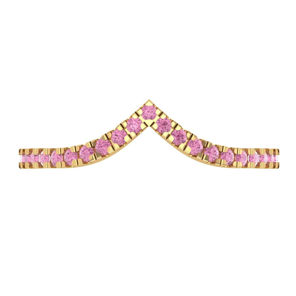 0.1725 cttw Simulated Pink Diamond Round Cut Yellow Gold Eternity Wedding Band