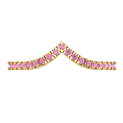 0.1725 cttw Simulated Pink Diamond Round Cut Yellow Gold Eternity Wedding Band