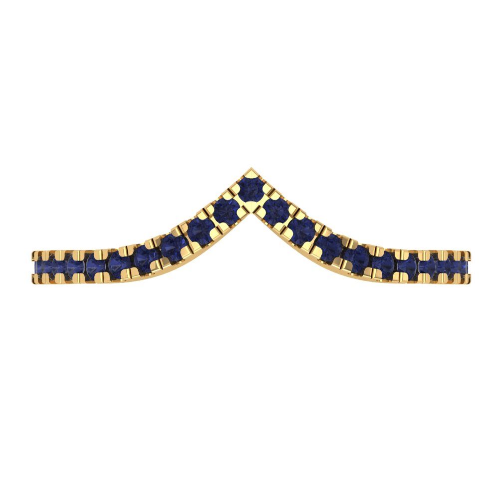 0.1725 cttw Simulated Blue Sapphire Round Cut Yellow Gold Eternity Wedding Band