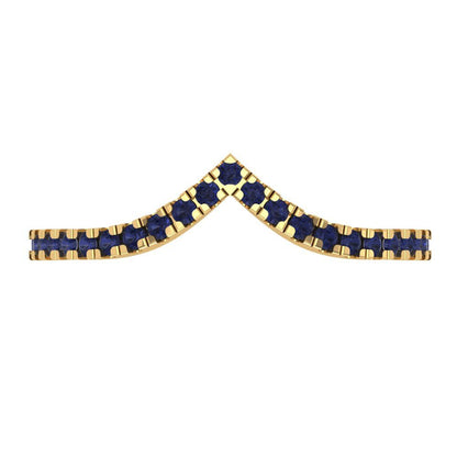 0.1725 cttw Simulated Blue Sapphire Round Cut Yellow Gold Eternity Wedding Band