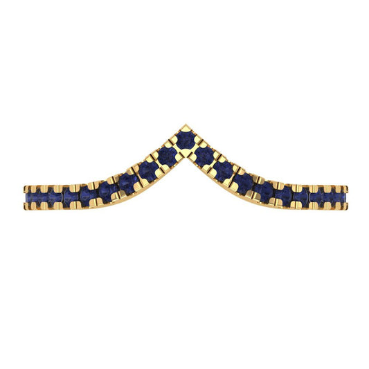 0.1725 cttw Simulated Blue Sapphire Round Cut Yellow Gold Eternity Wedding Band