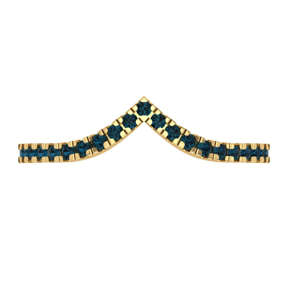 0.1725 cttw Natural London Blue Topaz Round Cut Yellow Gold Eternity Wedding Band