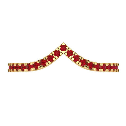 0.1725 cttw Simulated Ruby Round Cut Yellow Gold Eternity Wedding Band