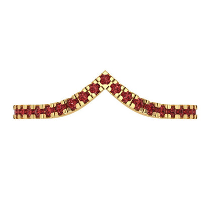 0.1725 cttw Natural Garnet Round Cut Yellow Gold Eternity Wedding Band