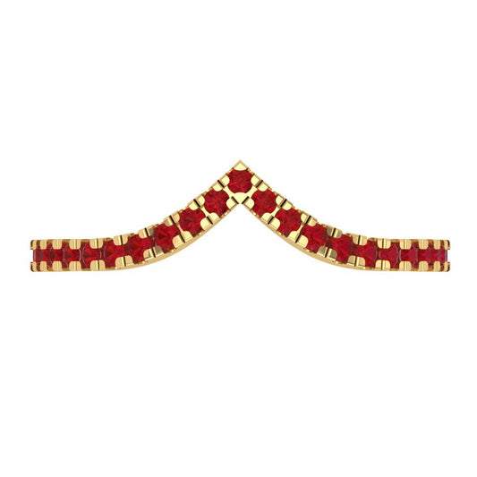 0.1725 cttw Simulated Pink Tourmaline Round Cut Yellow Gold Eternity Wedding Band