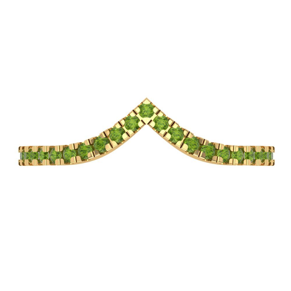 0.1725 cttw Natural Peridot Round Cut Yellow Gold Eternity Wedding Band