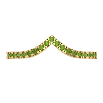 0.1725 cttw Natural Peridot Round Cut Yellow Gold Eternity Wedding Band