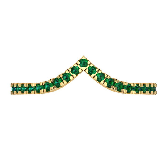 0.1725 cttw Simulated Emerald Round Cut Yellow Gold Eternity Wedding Band