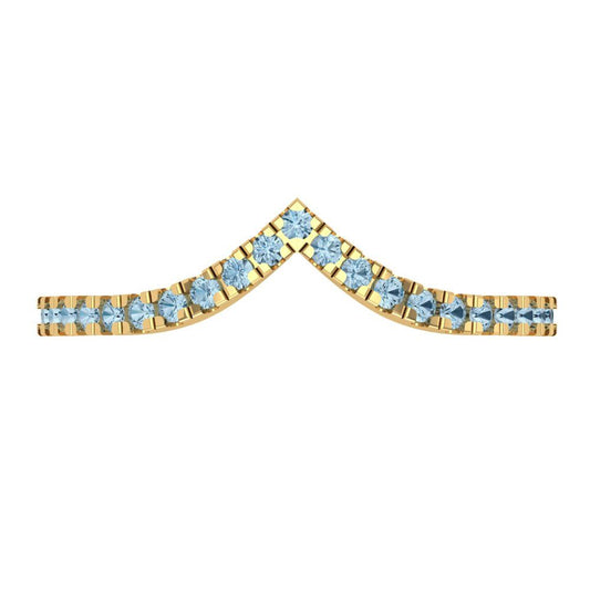 0.1725 cttw Natural Aquamarine Round Cut Yellow Gold Eternity Wedding Band