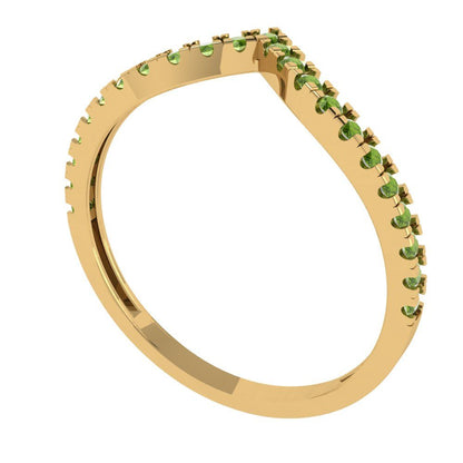 0.1725 cttw Natural Peridot Round Cut Yellow Gold Eternity Wedding Band
