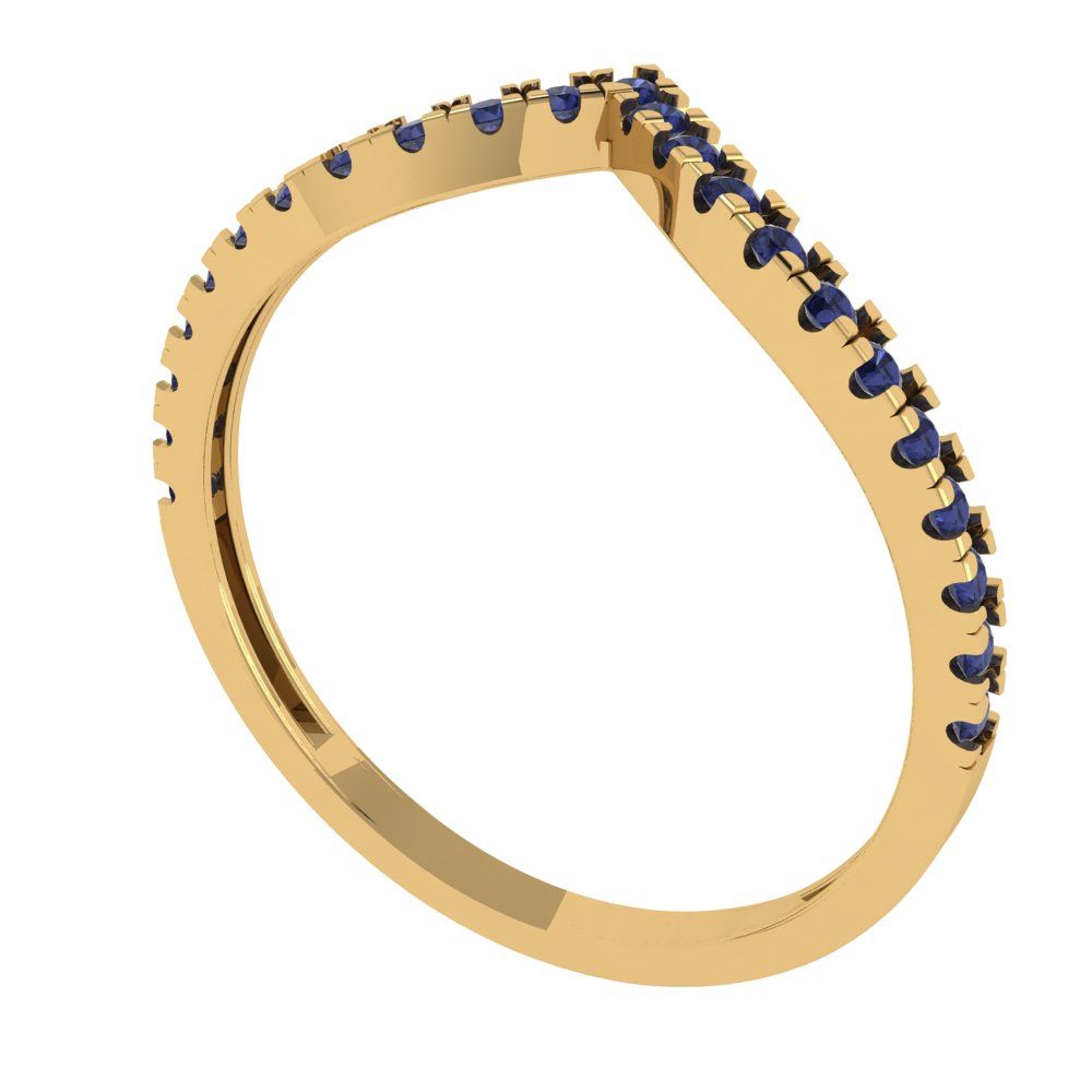 0.1725 cttw Simulated Blue Sapphire Round Cut Yellow Gold Eternity Wedding Band