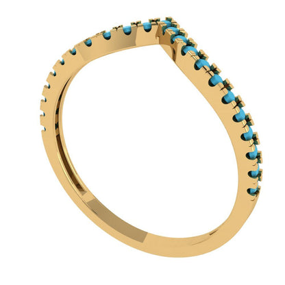 0.1725 cttw Simulated Turquoise Round Cut Yellow Gold Eternity Wedding Band