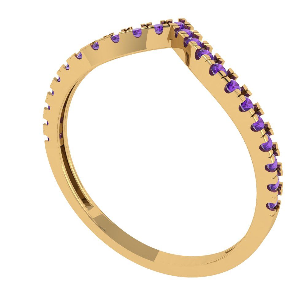 0.1725 cttw Natural Amethyst Round Cut Yellow Gold Eternity Wedding Band