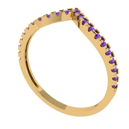 0.1725 cttw Natural Amethyst Round Cut Yellow Gold Eternity Wedding Band