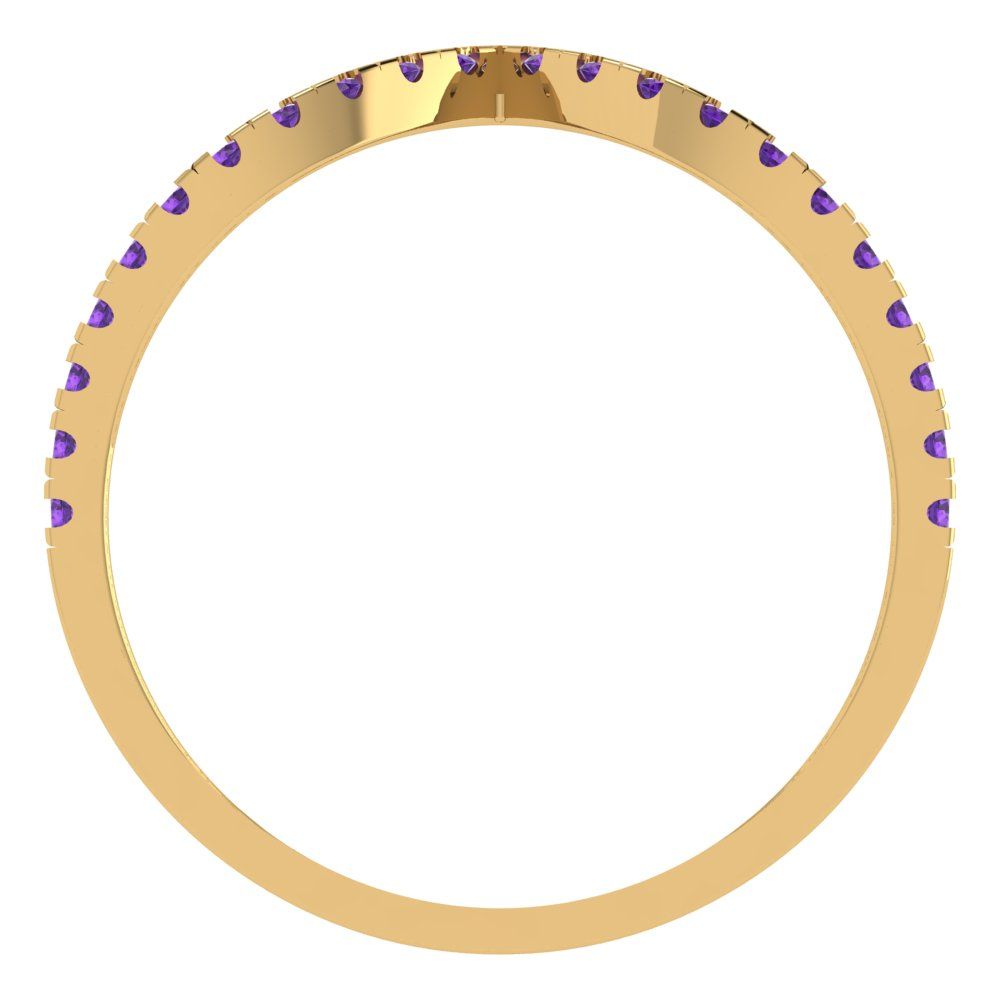 0.1725 cttw Natural Amethyst Round Cut Yellow Gold Eternity Wedding Band