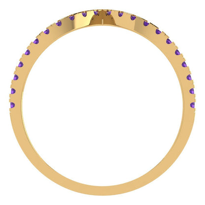 0.1725 cttw Natural Amethyst Round Cut Yellow Gold Eternity Wedding Band