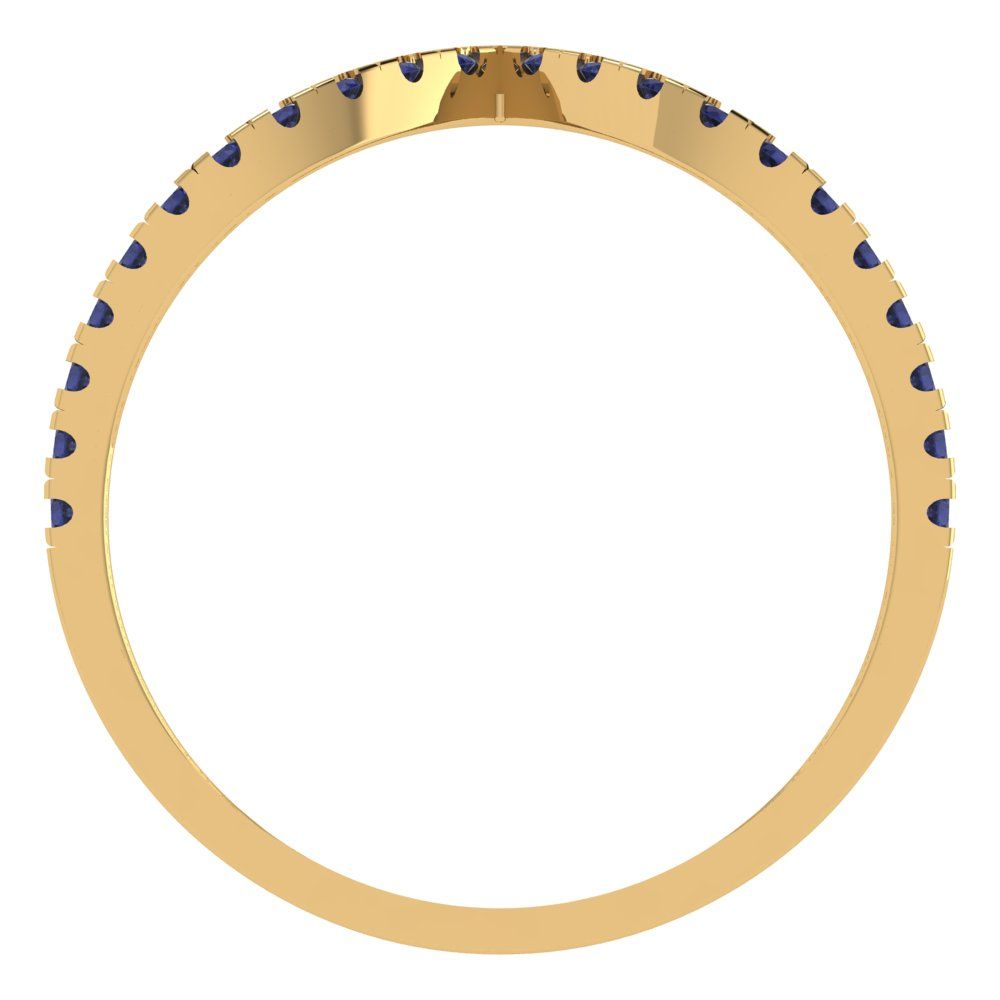 0.1725 cttw Simulated Blue Sapphire Round Cut Yellow Gold Eternity Wedding Band