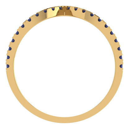 0.1725 cttw Simulated Blue Sapphire Round Cut Yellow Gold Eternity Wedding Band