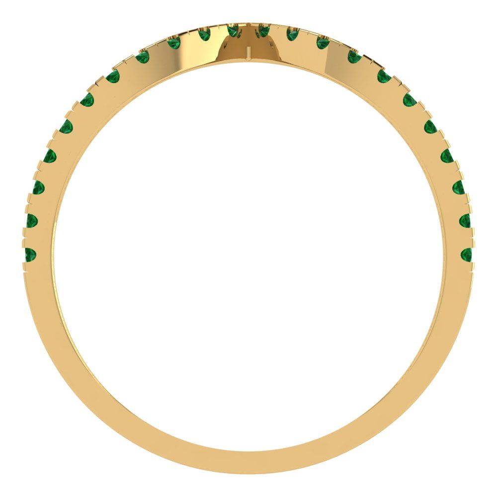 0.1725 cttw Simulated Emerald Round Cut Yellow Gold Eternity Wedding Band