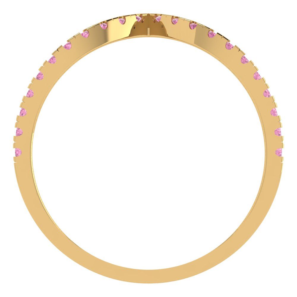 0.1725 cttw Simulated Pink Diamond Round Cut Yellow Gold Eternity Wedding Band