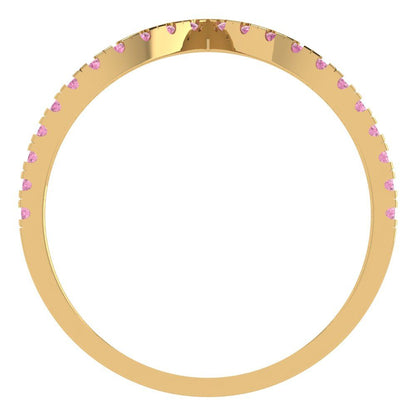 0.1725 cttw Simulated Pink Diamond Round Cut Yellow Gold Eternity Wedding Band