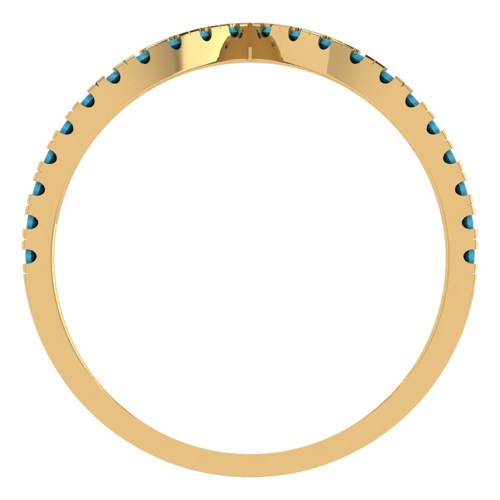 0.1725 cttw Simulated Turquoise Round Cut Yellow Gold Eternity Wedding Band