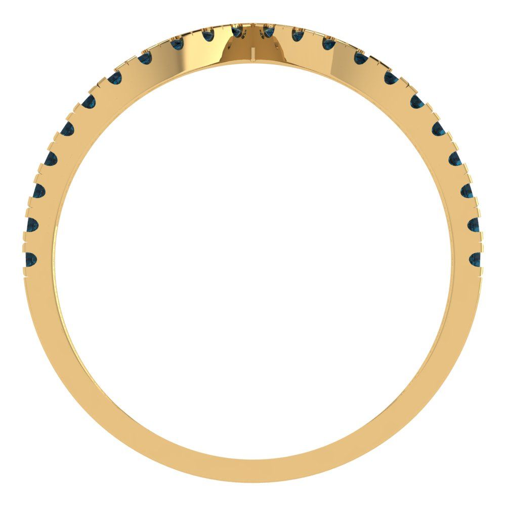 0.1725 cttw Natural London Blue Topaz Round Cut Yellow Gold Eternity Wedding Band