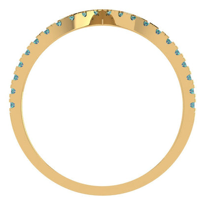 0.1725 cttw Blue Moissanite Round Cut Yellow Gold Eternity Wedding Band