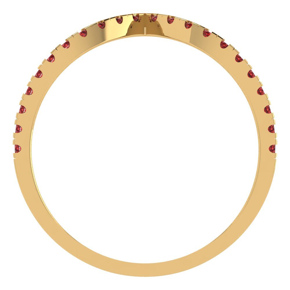 0.1725 cttw Natural Garnet Round Cut Yellow Gold Eternity Wedding Band