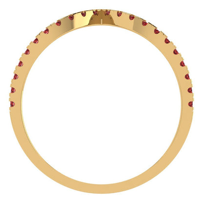 0.1725 cttw Natural Garnet Round Cut Yellow Gold Eternity Wedding Band