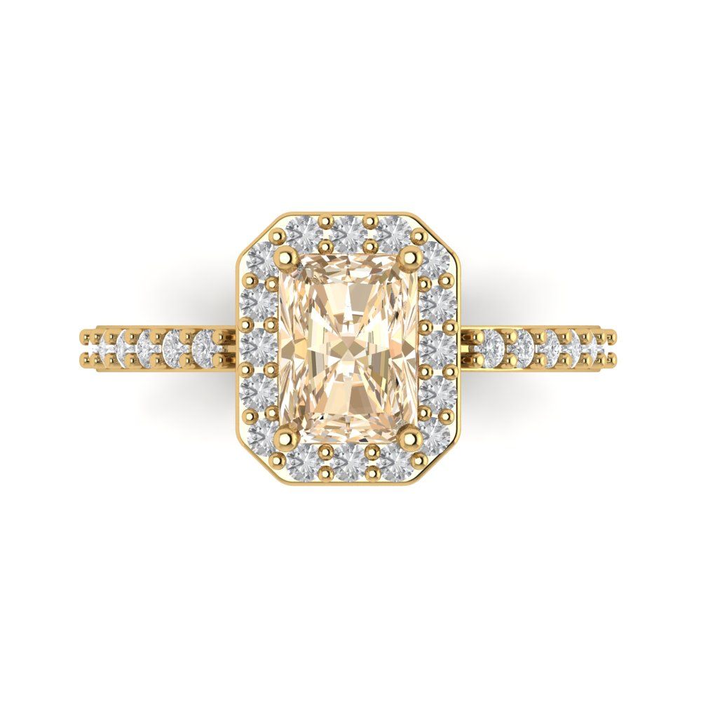 1.92 cttw Natural Morganite Hidden Halo Engagement Ring - Solid Gold (Emerald Cut,7.5X5.5mm)