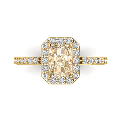 1.92 cttw Natural Morganite Hidden Halo Engagement Ring - Solid Gold (Emerald Cut,7.5X5.5mm)