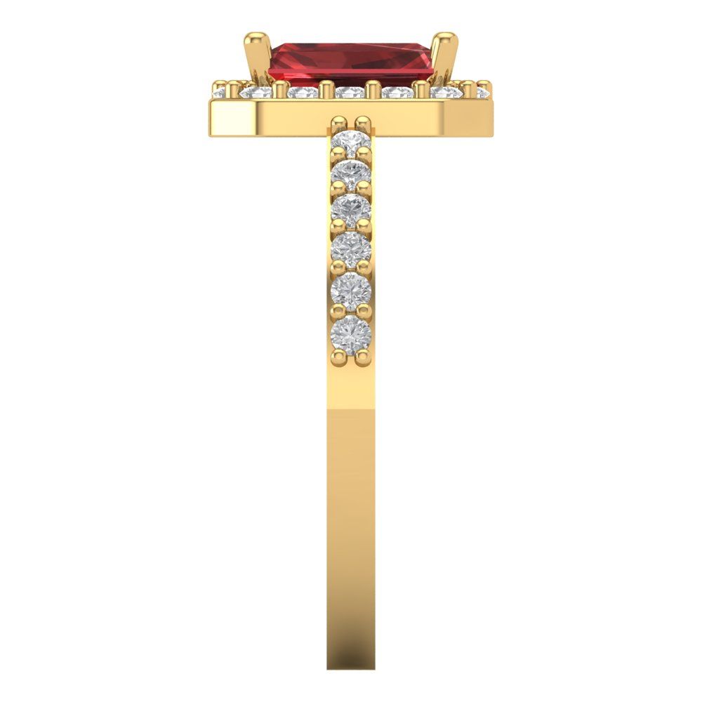1.92 cttw Natural Garnet Hidden Halo Engagement Ring - Solid Gold (Emerald Cut,7.5X5.5mm)