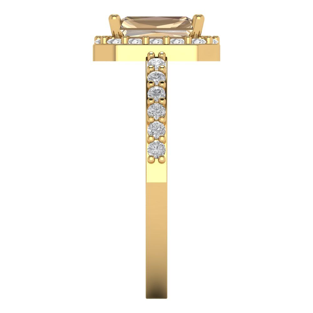 1.92 cttw Yellow Moissanite Hidden Halo Engagement Ring - Solid Gold (Emerald Cut,7.5X5.5mm)