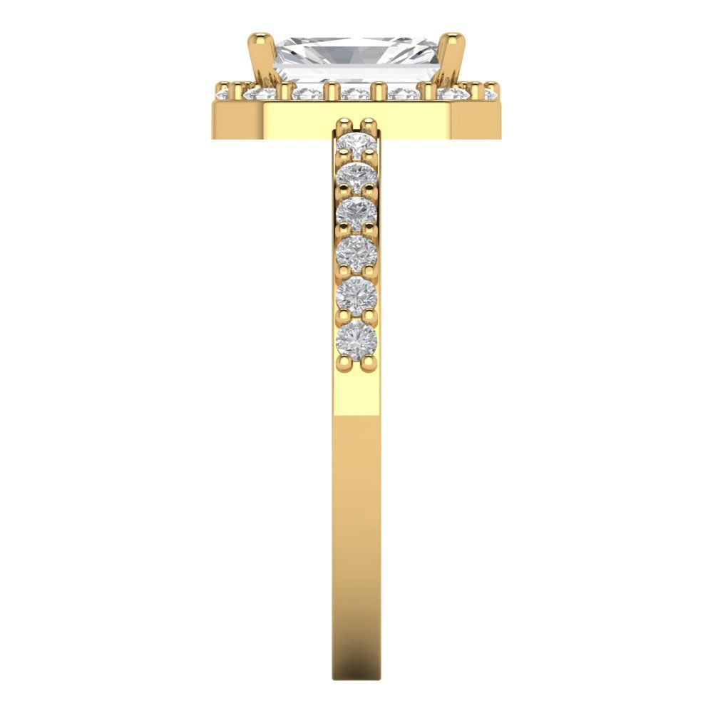 1.92 cttw Certified Moissanite Hidden Halo Engagement Ring - Solid Gold (VVS1, D-F,Emerald Cut,7.5X5.5mm)