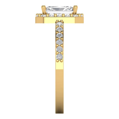 1.92 cttw Certified Moissanite Hidden Halo Engagement Ring - Solid Gold (VVS1, D-F,Emerald Cut,7.5X5.5mm)