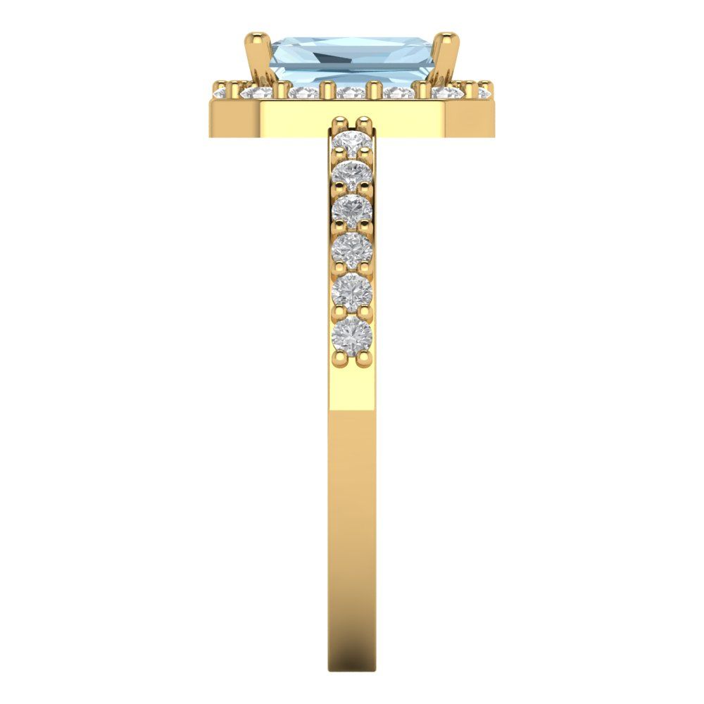 1.92 cttw Natural Sky Blue Topaz Hidden Halo Engagement Ring - Solid Gold (Emerald Cut,7.5X5.5mm)