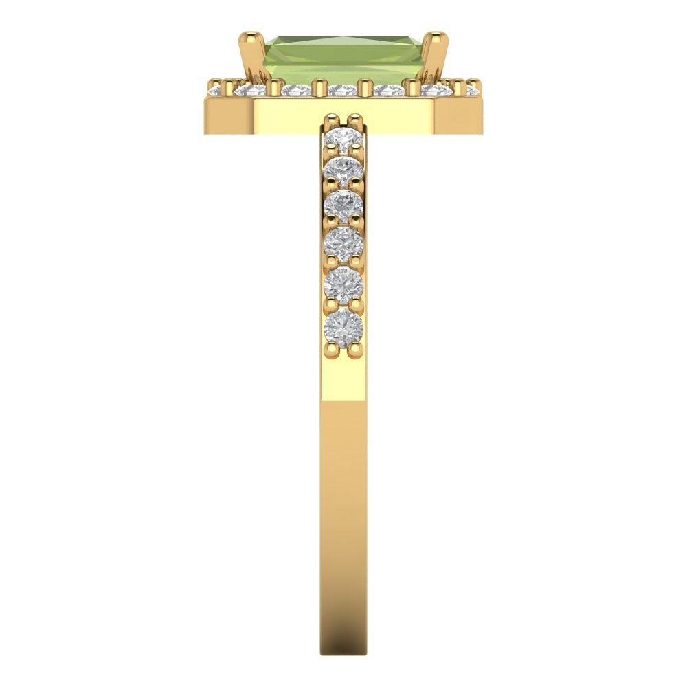 1.92 cttw Natural Peridot Hidden Halo Engagement Ring - Solid Gold (Emerald Cut,7.5X5.5mm)