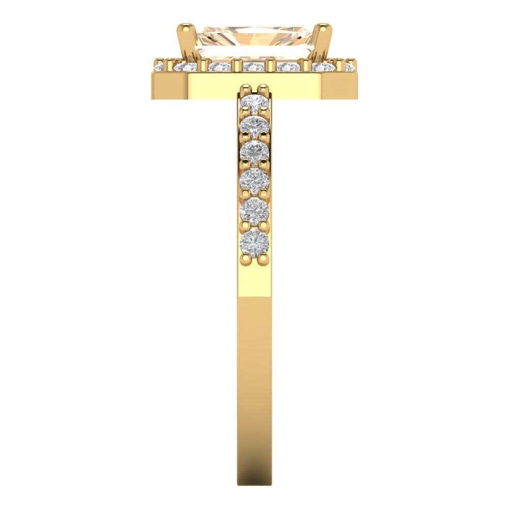 1.92 cttw Natural Morganite Hidden Halo Engagement Ring - Solid Gold (Emerald Cut,7.5X5.5mm)