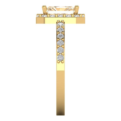 1.92 cttw Natural Morganite Hidden Halo Engagement Ring - Solid Gold (Emerald Cut,7.5X5.5mm)