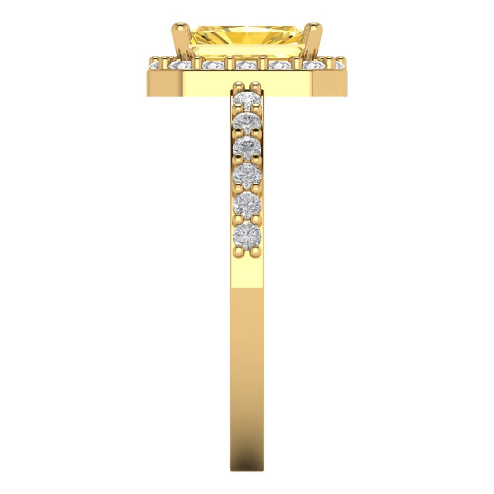 1.92 cttw Natural Citrine Hidden Halo Engagement Ring - Solid Gold (Emerald Cut,7.5X5.5mm)