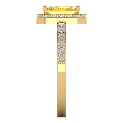 1.92 cttw Natural Citrine Hidden Halo Engagement Ring - Solid Gold (Emerald Cut,7.5X5.5mm)