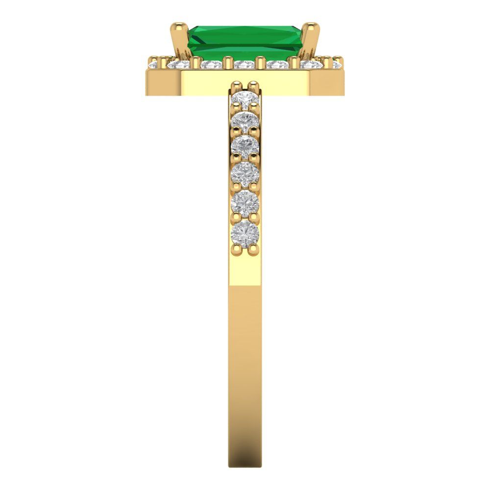 1.92 cttw Simulated Emerald Hidden Halo Engagement Ring - Solid Gold (Emerald Cut,7.5X5.5mm)