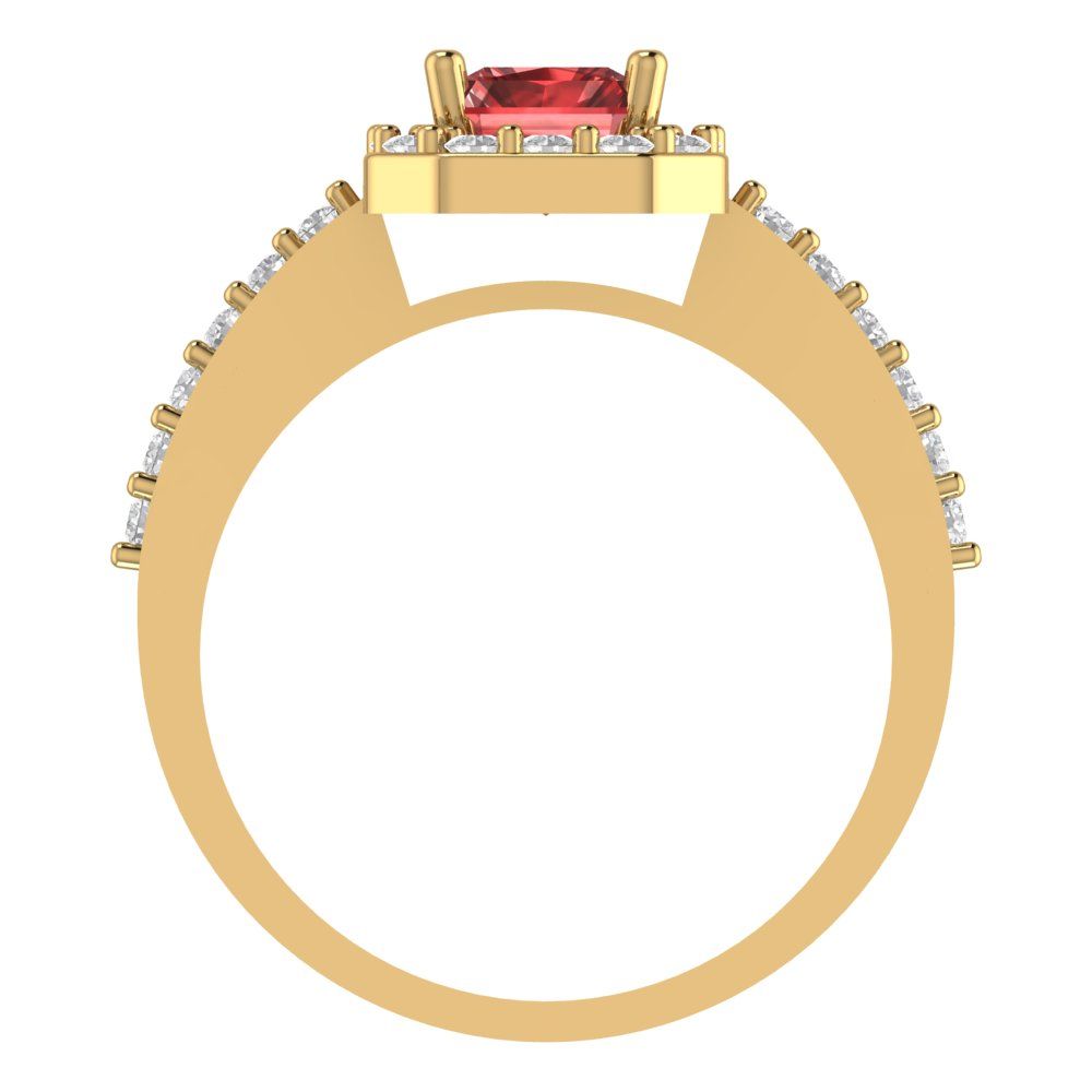 1.92 cttw Natural Garnet Hidden Halo Engagement Ring - Solid Gold (Emerald Cut,7.5X5.5mm)